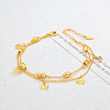 Vintage Beach Brass Bowknot Tassel Double Layer Chain Anklets for Women UO2435-1