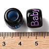 Spray Printed Opaque Acrylic European Beads SACR-P031-31B-3