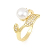 Brass Micro Pave Cubic Zirconia Finger Rings for Women RJEW-D340-02G-01-3