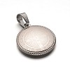 Non-Tarnish Flat Round with San Benito 304 Stainless Steel Pendants STAS-L156-18P-2