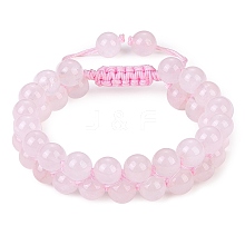 Natural  Rose Quartz Braided Bead Bracelet BJEW-SW00001-08