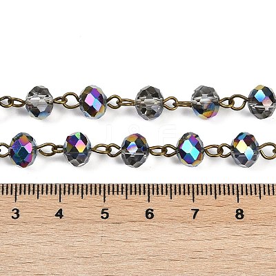 Handmade Electroplate Glass Faceted Rondelle Beads Chains for Necklaces Bracelets Making AJEW-JB00145-01-1