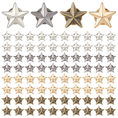 100Pcs 4 Colors Alloy Star Lapel Pin Back Brooch JEWB-FH0003-01-1