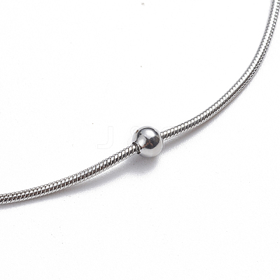 Tarnish Resistant 304 Stainless Steel Round Snake Chain Anklets AJEW-G024-13P-1