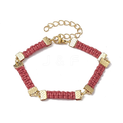 Braided Waxed Polyester Rectangle Link Chain Bracelets BJEW-JB10000-04-1