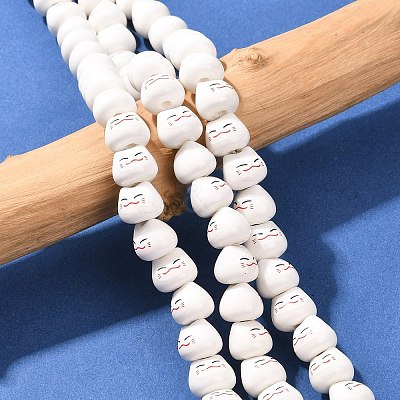 Handmade Kitten Bright Glazed Porcelain Ceramic Beads Strands PORC-L017-A09-1