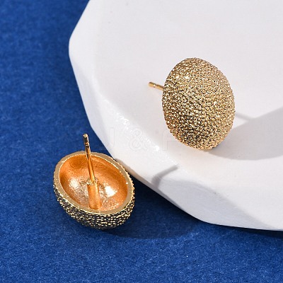 Brass Textured Stud Earrings EJEW-A143-02E-G-1