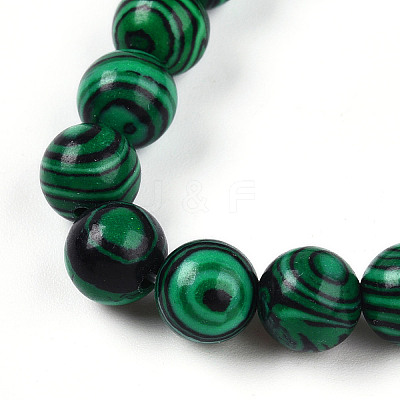 Synthetic Malachite Beads Stretch Bracelets BJEW-T022-04K-1-1