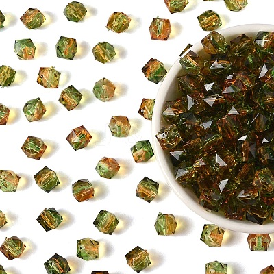 300Pcs Two Tone Transparent Spray Painted Acrylic Beads ACRP-YW0001-16B-1