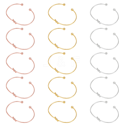 15Pcs 3 Colors Alloy Hollow Heart Open Cuff Bangles Set for Women BJEW-AN0001-57-1