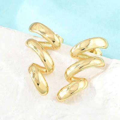 Wave 304 Stainless Steel Stud Earrings with 316 Surgical Stainless Steel Pins for Women SA-CBAB549-02G-1