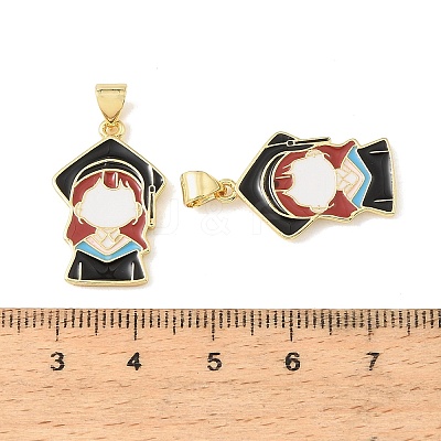 Graduation Season Brass Enamel Pendants KK-CBAF2EC-03G-F01-1