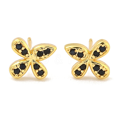 Rack Plating Brass Micro Pave Clear Cubic Zirconia Stud Earrings EJEW-N055-02G-05-RS-1