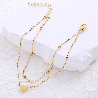 Beach Heart Shape Beaded Double Layer Bracelet and Anklet for Women PS4517-1