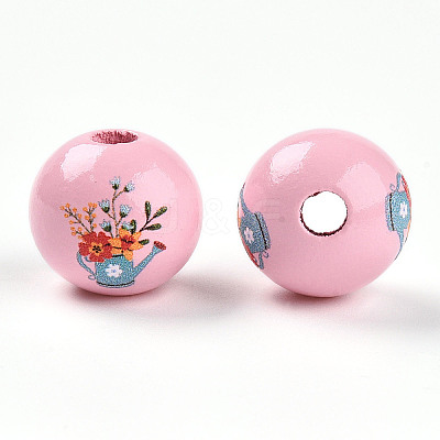 Easter Theme Printed Wood Beads WOOD-T032-22S-1