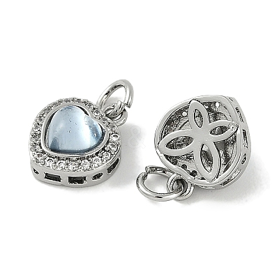 Brass Micro Pave Cubic Zirconia Charms KK-P283-03P-1