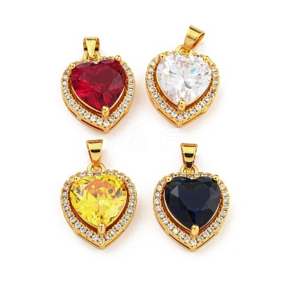Rack Plating Brass Micro Pave Cubic Zirconia Pendants KK-H469-02G-1