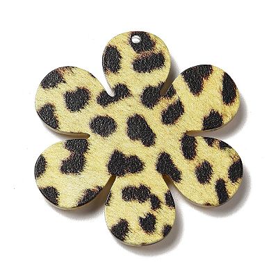 Leopard Print Pattern Acrylic Big Pendants OACR-B008-C01-1