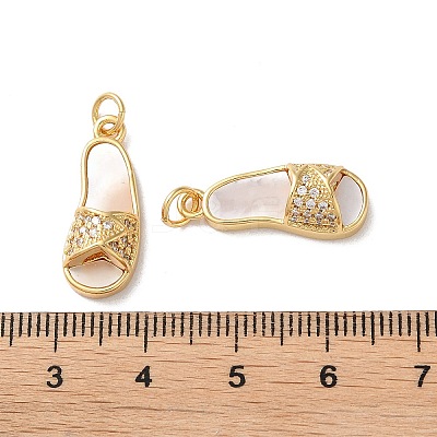 Brass Micro Pave Cubic Zirconia Pendants KK-B083-09G-1