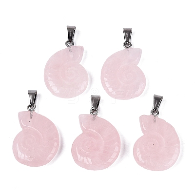 Natural Rose Quartz Pendants G-Q601-45G-1