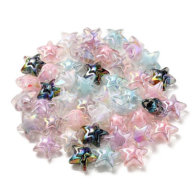 UV Plating Rainbow Iridescent Transparent Acrylic Beads OACR-C007-06-1
