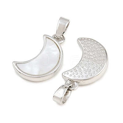 Rack Plating Brass Natural White Shell Pendants KK-U025-06P-01-1