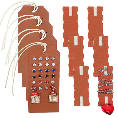 Imitation Leather Earring & Necklace Anti-Winding Display Cards with Wool EDIS-OC0001-08-1