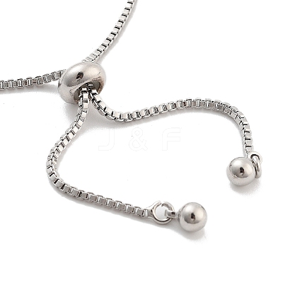 Brass Pave Clear Cubic Zirconia Rectangle Box Chain Slider Bracelets BJEW-YWC0002-05A-P-1