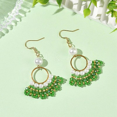Glass Braided Beads Dangle Earrings EJEW-MZ00747-01-1