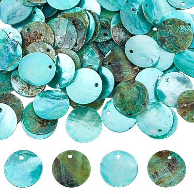 Natural Akoya Shell Dyed Disc Charms SHEL-WH0005-05C-1