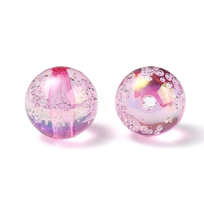 UV Plating Transparent Rainbow Iridescent Acrylic Beads TACR-D010-07C-1