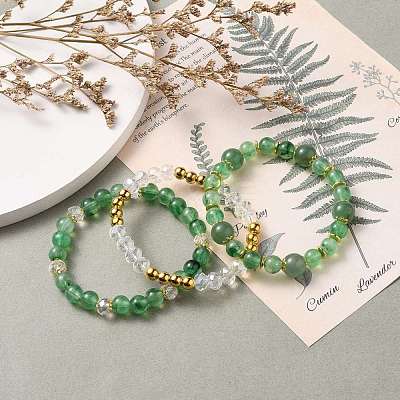 Multi-layered Stretch Beaded Bracelets Sets BJEW-JB05755-03-1