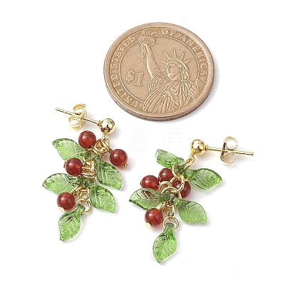 Christmas Natural Carnelian Stud Earring EJEW-TA00477-1