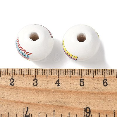 Mother's Day Theme Printed Wood European Beads WOOD-F016-07-1