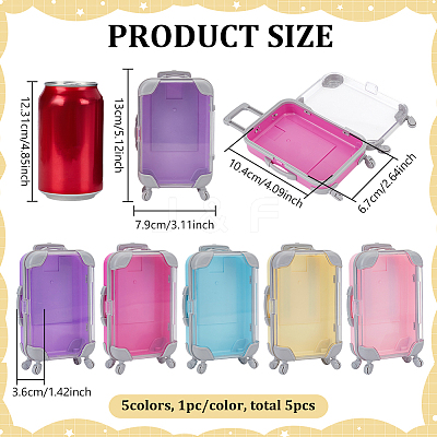5Pcs 5 Colors Mini Plastic Suitcase Packaging Storage Boxes for Candy Small Items CON-FG0001-21-1