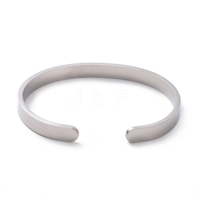 Non-Tarnish 304 Stainless Steel Moon Phase Open Cuff Bangle for Men Women BJEW-H551-01P-1