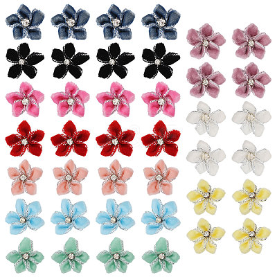 40Pcs 10 Colors Velvet with Resin Rhinestone Cabochons FIND-CA0011-27-1