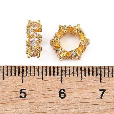 Heartbeat Brass Micro Pave Clear Cubic Zirconia European Beads CU-CBA6A75-22G-1