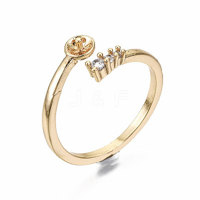 Brass Micro Pave Clear Cubic Zirconia Peg Bails Cuff Finger Ring Settings X-KK-T056-117G-NF-1