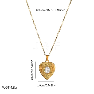 304 Stainless Steel Crystal Rhinestone Textured Geometric Pendant Necklaces for Women WG1D719-05-1