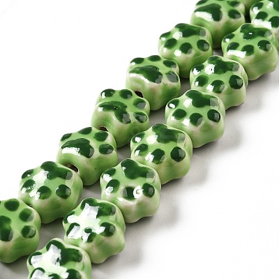 Handmade Printed Porcelain Beads X1-PORC-F005-02E-1