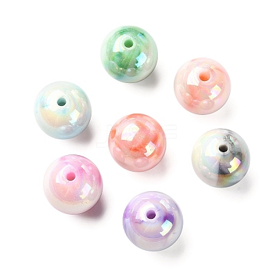 30Pcs Gradient Color Opaque Resin Beads RESI-CJ0003-09-1