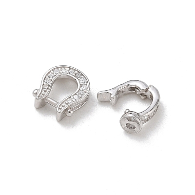 925 Sterling Silver Micro Pave Clear Cubic Zirconia Fold Over Clasps SE-CBAF1B0-07P-1