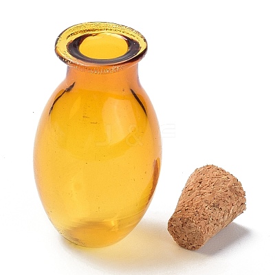 Oval Glass Cork Bottles Ornament AJEW-O032-03A-1