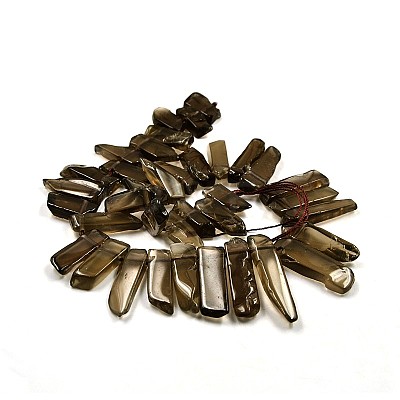 Irregular Strip Natural Smoky Quartz Graduated Beads Strands G-P064-03-1