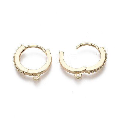 Brass Micro Pave Cubic Zirconia Huggie Hoop Earring Findings X-KK-T063-013-NF-1