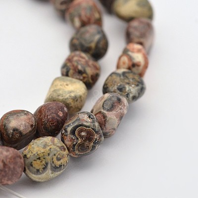 Natural Leopard Skin Jasper Bead Strands G-P070-56-1