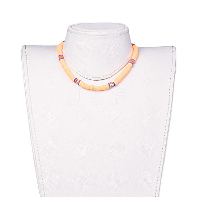 Handmade Polymer Clay Heishi Beads Choker Necklaces NJEW-JN02446-02-1