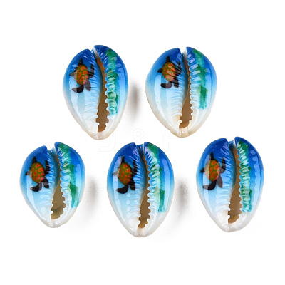 Printed Cowrie Shell Beads X-SSHEL-T013-01B-1