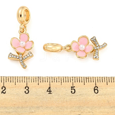 Rack Plating Alloy Enamel Flower European Dangle Charms FIND-B034-15G-01-1